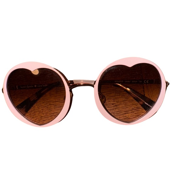 Kate Spade Rosaria Pink Round Frame Heart Detail Sunglasses - Picture 2 of 3